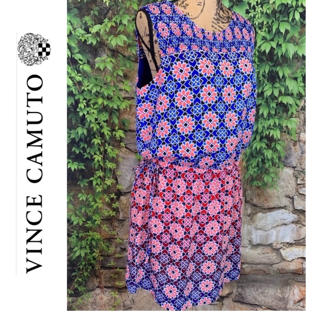 VINCE CAMUTO Mosaic-Tile Style Tank Dress, M